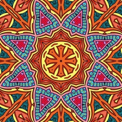 Colorful Mandala Flowers Pattern Boho Symmetrical 106