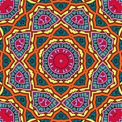Colorful Mandala Flowers Pattern Boho Symmetrical 95