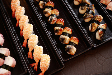 Sushi Japanese food is in the restaurant at the hotel.