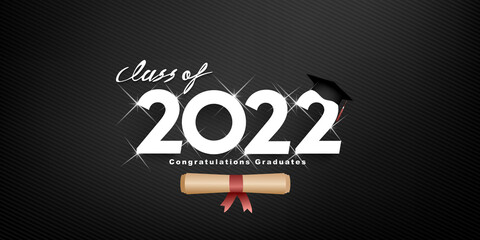 Graduation 2022 Vector text 3D gold design, congratulation event, T-shirt, party, high school or college graduate. Lettering for greeting, invitation card