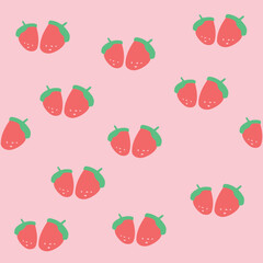 Cute Strawberry Fruit Seamless Pattern