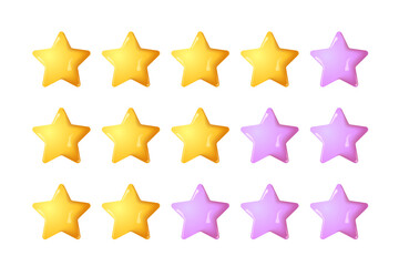 Five stars, glossy yellow and pink colors. Customer rating.