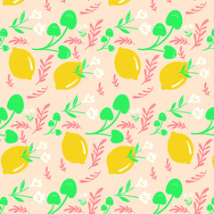 Lemon & Floral Seamless Pattern