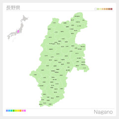 Fototapeta premium 長野県の地図・Nagano Map