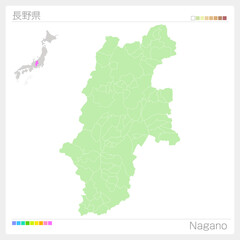 Fototapeta premium 長野県の地図・Nagano Map