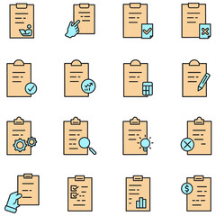 Clipboard icons set . Clipboard pack symbol vector elements for infographic web