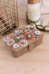 Jewelry box with beads and sequins