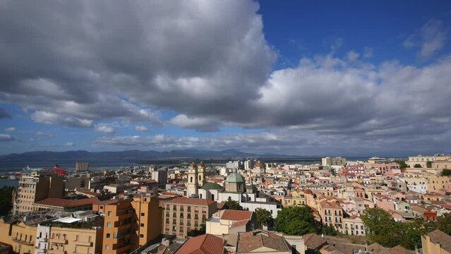 Time lapse clouds over the city of Cagliari