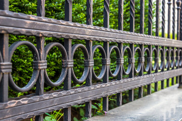 Fototapeta premium Black Wrought Fence. Iron fence 