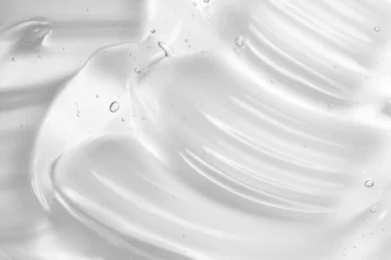 Fotobehang Gel serum texture. Clear liquid skincare cream background. Cosmetic gel with bubbles macro © Kat Ka