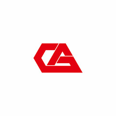 letter cg red polygonal geometric line logo vector