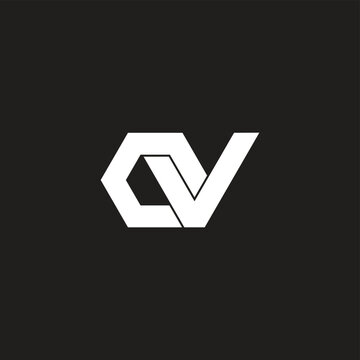 letter ov linked geometric polygon simple logo vector