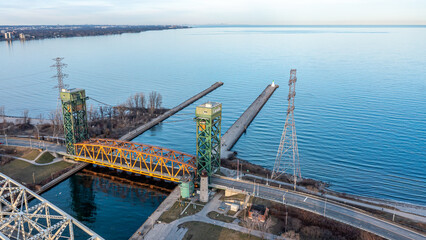 Aerial view of Burlington Canal Lift Bridge