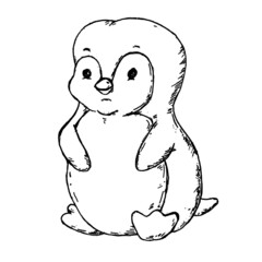 Penguin hand drawn doodle sketch 