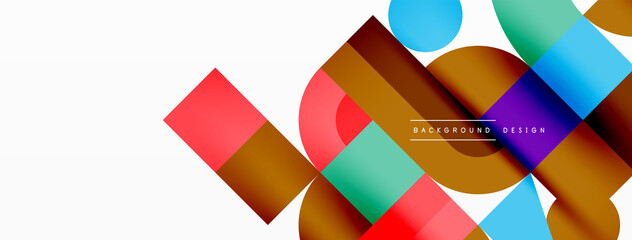 Obraz premium Minimal geometric abstract background. Circle square and triangle design. Trendy techno business template for wallpaper, banner, background or landing