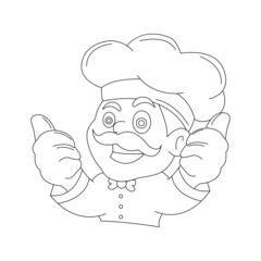 Chef character giving thumbs up vector outline