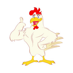 Chicken a strong and gallant smiling thumbs up vector illustration