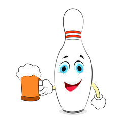 Vector illustration of a bowling pin with beer