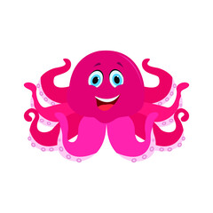 Vector illustration of cute octopus cartoon on white background