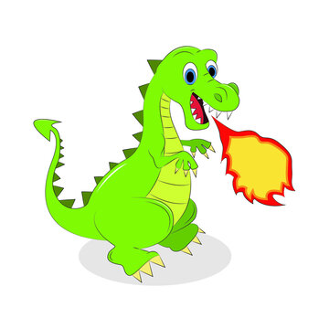 Cartoon dragon with fire vector illustration