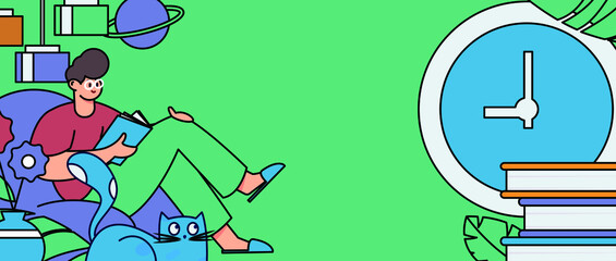 Reading character flat vector concept operation illustration
