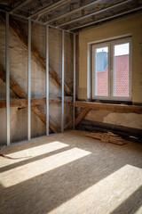 during a renovation of an old half-timbered building, lightweight walls are installed