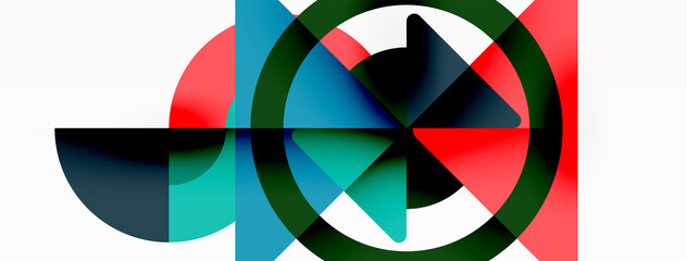 Obraz premium Creative geometric wallpaper. Minimal abstract background. Triangles and circles composition vector illustration for wallpaper banner background or landing page
