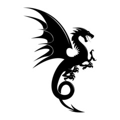 Black dragon tribal tattoo vector illustration