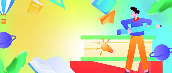 Reading character flat vector concept operation illustration
