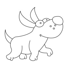 Cartoon dog walking with smiling outline