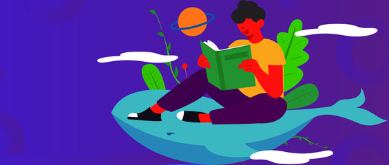 Reading character flat vector concept operation illustration
