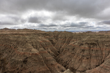 A canyon makes for a dramatic landscape at Badlands National Park in South Dakota