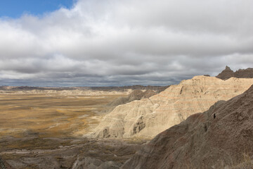 Fototapeta na wymiar A dramatic view of the landscape at Badlands National Park in South Dakota