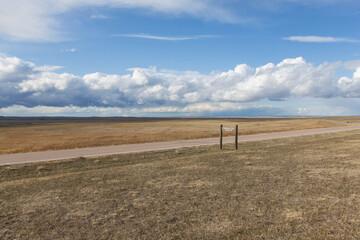 A view of the clouds over the prairie at Badlands National Park in South Dakota
