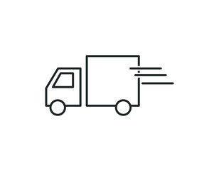 Fast shipping delivery truck flat vector icon for apps and websites