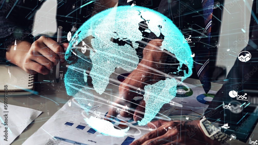 Poster conceptual business dashboard for financial data analysis . 3d render computer graphic .