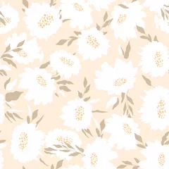 Deurstickers Floral seamless with hand drawn color roses. Cute summer background with flowers and leaves. Modern floral compositions. Fashion vector stock illustration for wallpaper, posters, card, fabric, textile © Alla