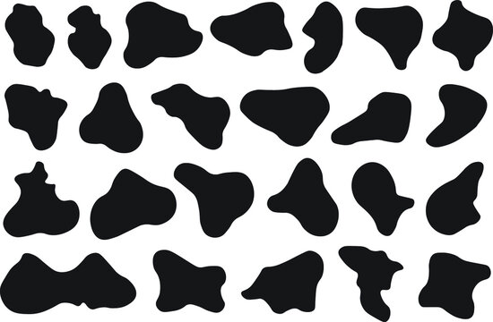Black abstract shapeup, shape pattern, shape vector, shape Random blotch, inkblot. Organic blob, blot. Random blob organic geometric round pattern isolated on white background.