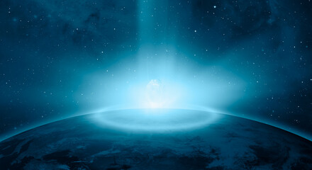 Attack of the asteroid (meteor) with shock wave on the Earth "Elements of this image furnished by NASA © muratart