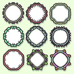 Vector label colorful hand drawing styles doodle line isolated white background