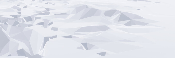 3D low polygon ice mountain. Glacial landform. Ice sea.