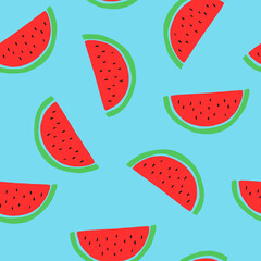 watermelon seamless pattern. hand drawn vector illustration. minimalism. wallpaper, textile, wrapping paper, background. juicy, fresh, fruits, summer, food.