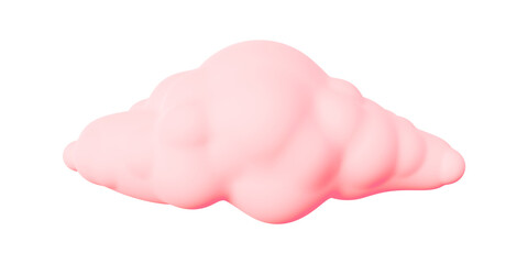 3d fluffy pink cloud in cartoon style. Realistic 3d shapes high quality render.