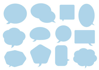 シンプル　吹き出し　水色　セット　シンプル