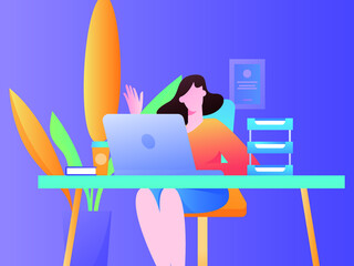 Internet workers collaborating with each other vector concept illustration
