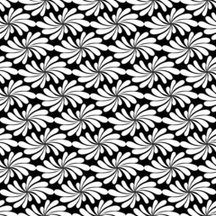 Fototapeta na wymiar black and white repetitive background with abstract flowers. floral seamless pattern. vector illustration. fabric swatch. wrapping paper. continuous print. design template for home decor, textile