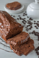 sweet home made chocolate sponge cake on a table
