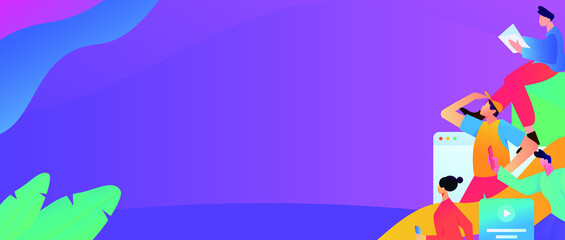 Internet workers collaborating with each other vector concept illustration
