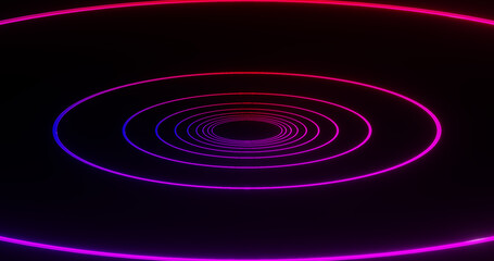 Render with neon background of red purple circles