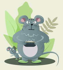 cartoon mouse, funny personage, illustration